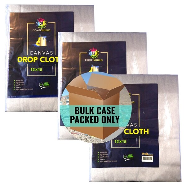 Comfitwear Heavy Duty Drop Cloth for Painting Slip Resistant Leak Resistant Washable Reusable, 3PK DCC-8P-1215 - 3PC BOX - main